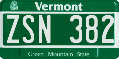 VT license plate ZSN382