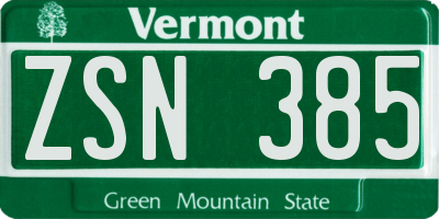VT license plate ZSN385
