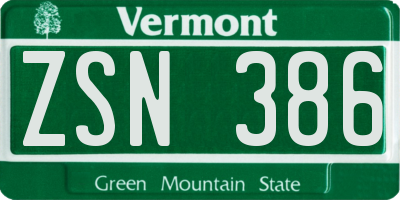 VT license plate ZSN386