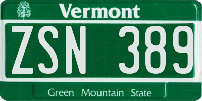 VT license plate ZSN389