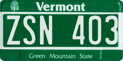 VT license plate ZSN403