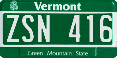 VT license plate ZSN416