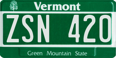 VT license plate ZSN420