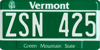 VT license plate ZSN425