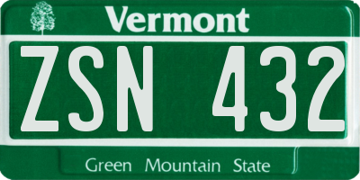 VT license plate ZSN432