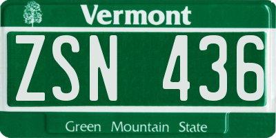 VT license plate ZSN436