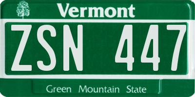 VT license plate ZSN447