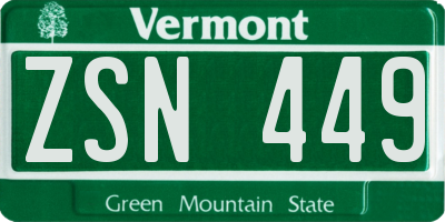 VT license plate ZSN449