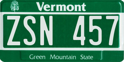 VT license plate ZSN457