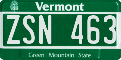 VT license plate ZSN463