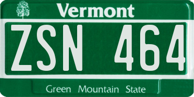 VT license plate ZSN464