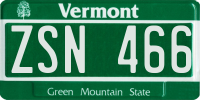VT license plate ZSN466