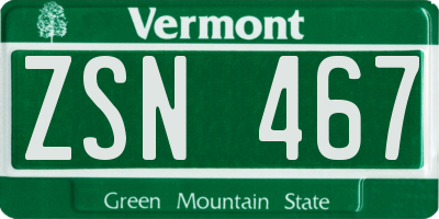 VT license plate ZSN467