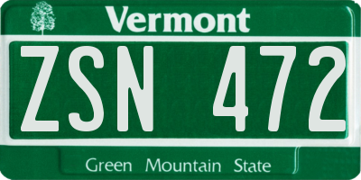 VT license plate ZSN472