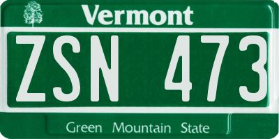 VT license plate ZSN473