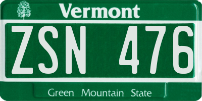 VT license plate ZSN476