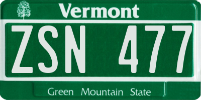 VT license plate ZSN477