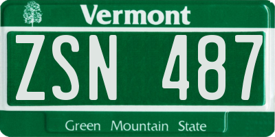 VT license plate ZSN487