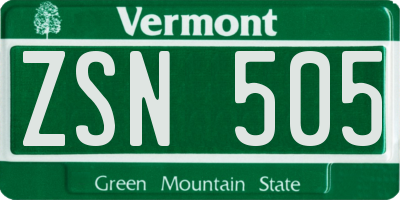 VT license plate ZSN505