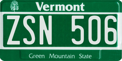 VT license plate ZSN506