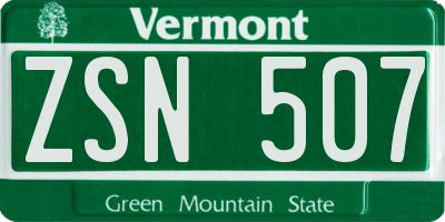 VT license plate ZSN507