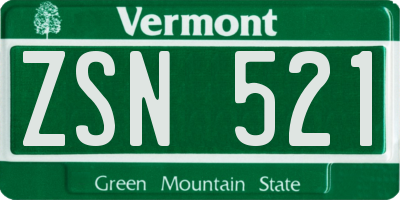 VT license plate ZSN521