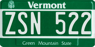 VT license plate ZSN522
