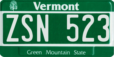 VT license plate ZSN523
