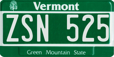VT license plate ZSN525