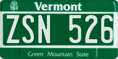 VT license plate ZSN526