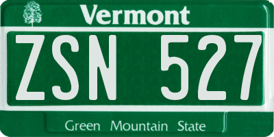 VT license plate ZSN527
