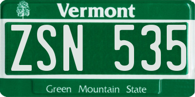 VT license plate ZSN535