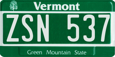 VT license plate ZSN537