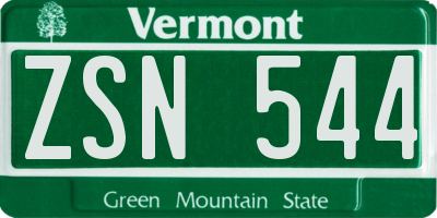 VT license plate ZSN544