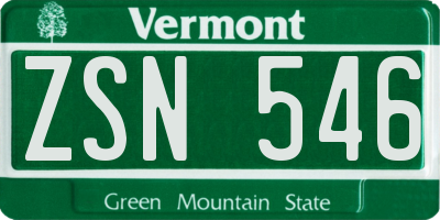 VT license plate ZSN546