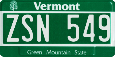 VT license plate ZSN549