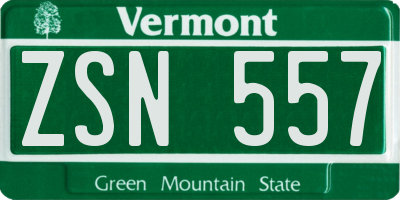 VT license plate ZSN557