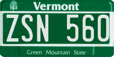 VT license plate ZSN560