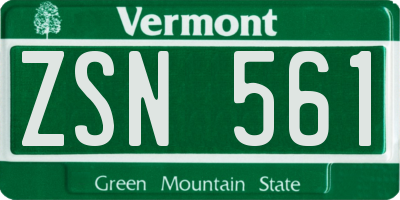 VT license plate ZSN561