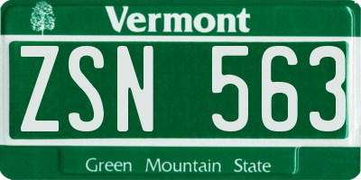 VT license plate ZSN563