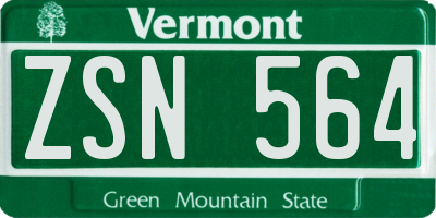 VT license plate ZSN564