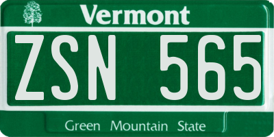 VT license plate ZSN565