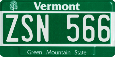 VT license plate ZSN566