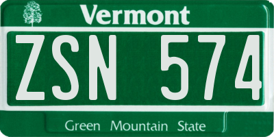 VT license plate ZSN574