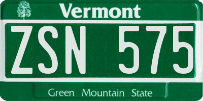 VT license plate ZSN575