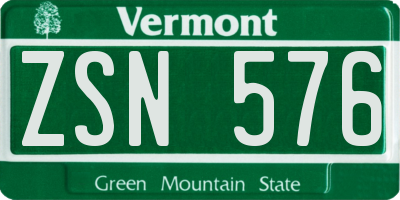 VT license plate ZSN576