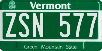 VT license plate ZSN577