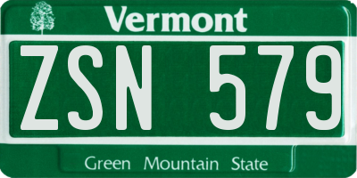 VT license plate ZSN579
