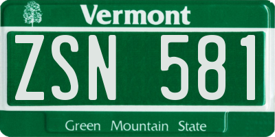 VT license plate ZSN581