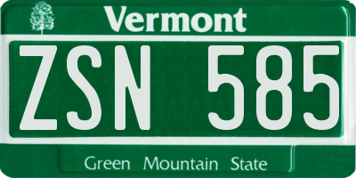 VT license plate ZSN585